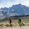 Two gravel cyclist with back drop of the Sierra's 