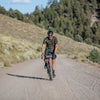 Gravel rider on wide road in California Sierra's 